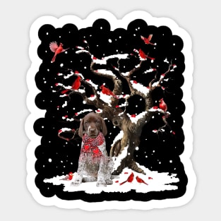 German Shorthaired Pointer Scarf Cardinal Snow Christmas Sticker